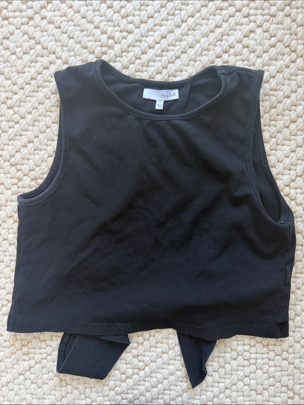 Honey Belle Black Tie-Back Cropped Tank